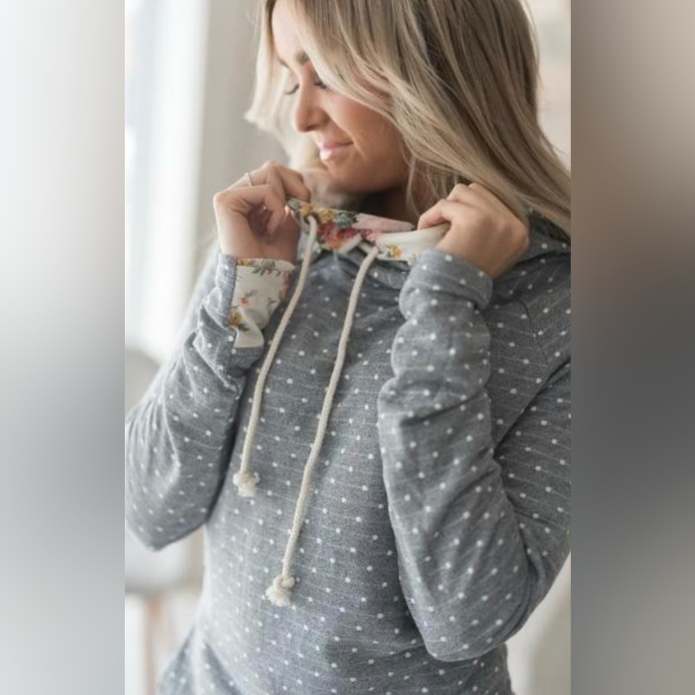Women’s Ampersand Avenue DoubleHood Sweatshirt - Floral Dot - Size Medium